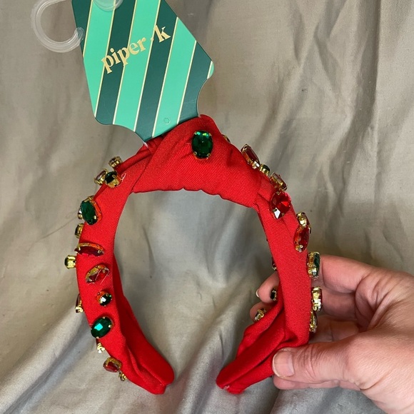 Piper Accessories - Piper K Vibrant Red and Green Gemstone Knotted Headband